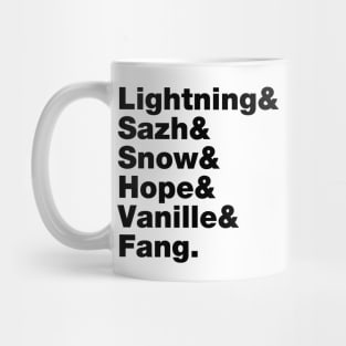 Final Fantasy 13 Characters (Black Text) Mug